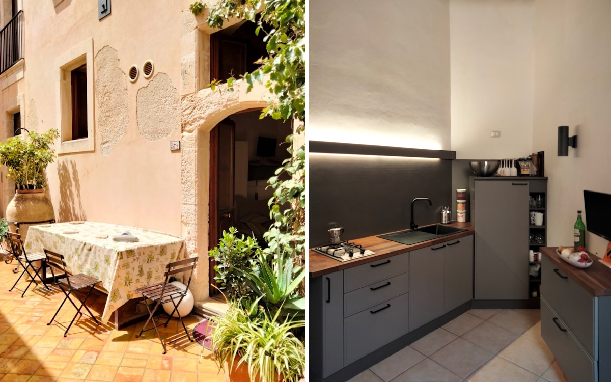 Ferienwohnung Ortigia Küche und Hof (1) Ferienwohnung Ortigia Küche und Hof (1)